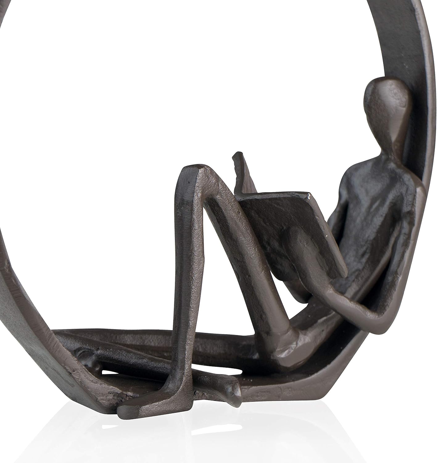 Danya B. Contemporary Encircled Male & Female Reader Cast Iron Sculpture Bookend Statues (Single Male)