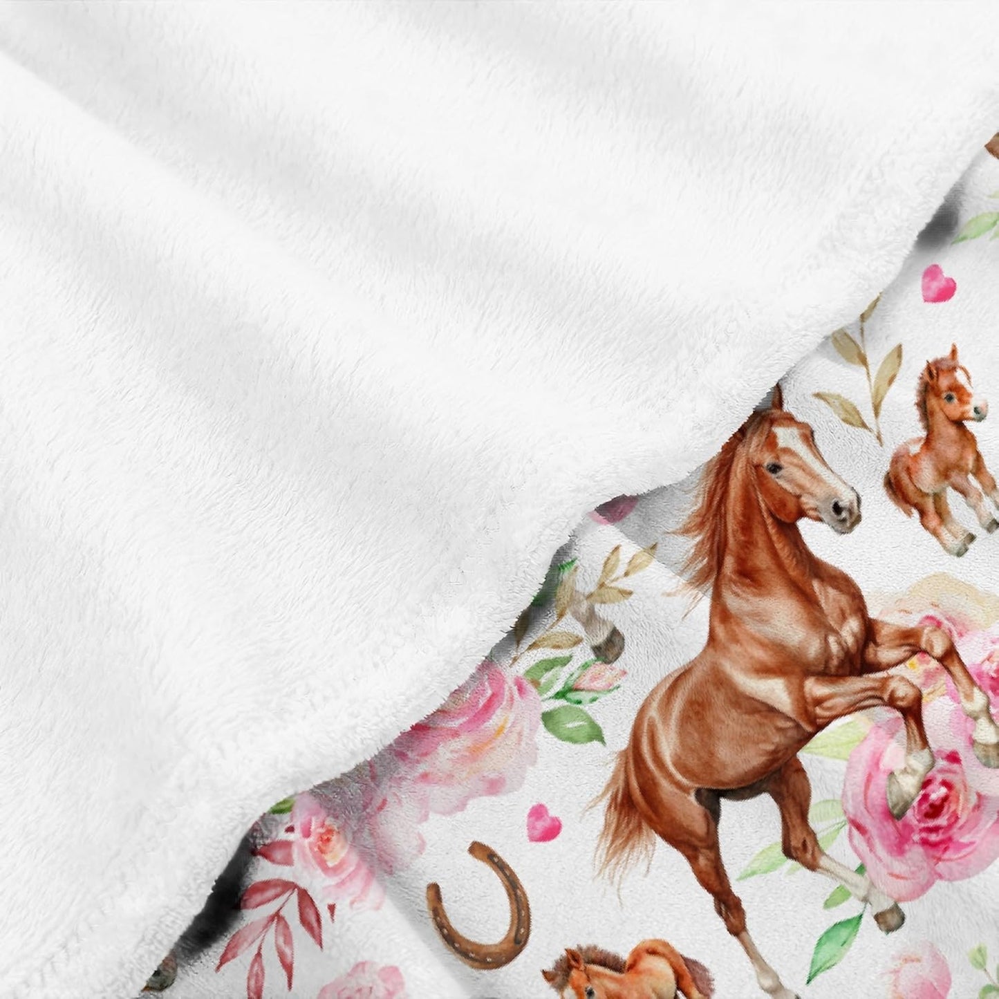 Horses Floral Blanket Gifts for Boys Girls, Ultra Soft Horse Throw Blanket, Lightweight Horse Stuff Warm Plush Throw for Couch Travel 40"x50" for Kids