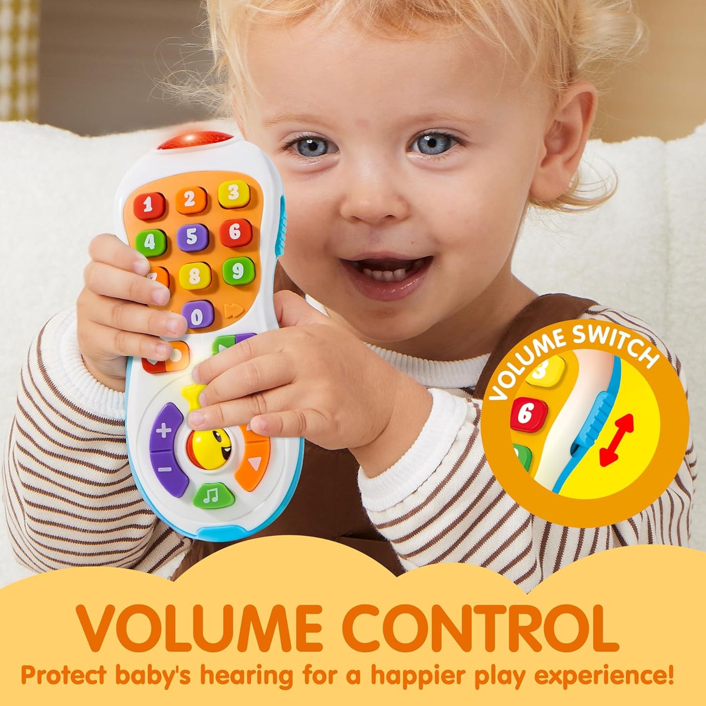 JOYIN Baby Toys 6-12 Months - TV Remote Control Toy with 40+ Music and Learning Phrases & Volume Control, Birthday Gift for Todder Girls Boys, Easter Basket Stuffers