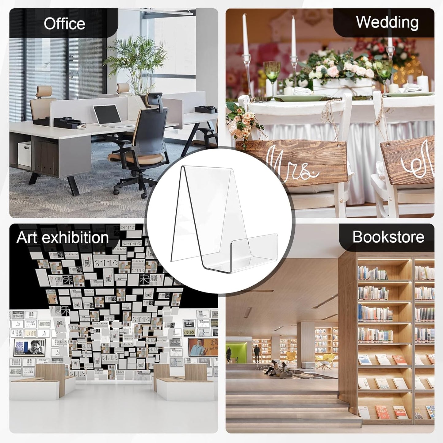 20 Pcs Acrylic Book Display Stand 4''×3'' Clear Acrylic Easel for Display Stand with Ledge Tablet Holder Tablet Holder for Displaying Pictures, Books, Albums, Notebooks, CDs, Artworks
