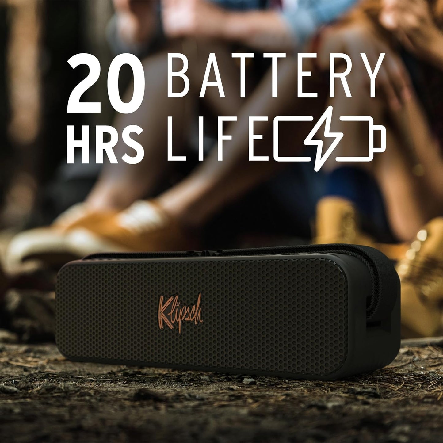 The Klipsch Detroit Portable Bluetooth Speaker with Dual 1" tweeters and 3" woofers, IP67 dust and Waterproof Rating, 20 Hours of Playtime for a Premium Live Concert Experience
