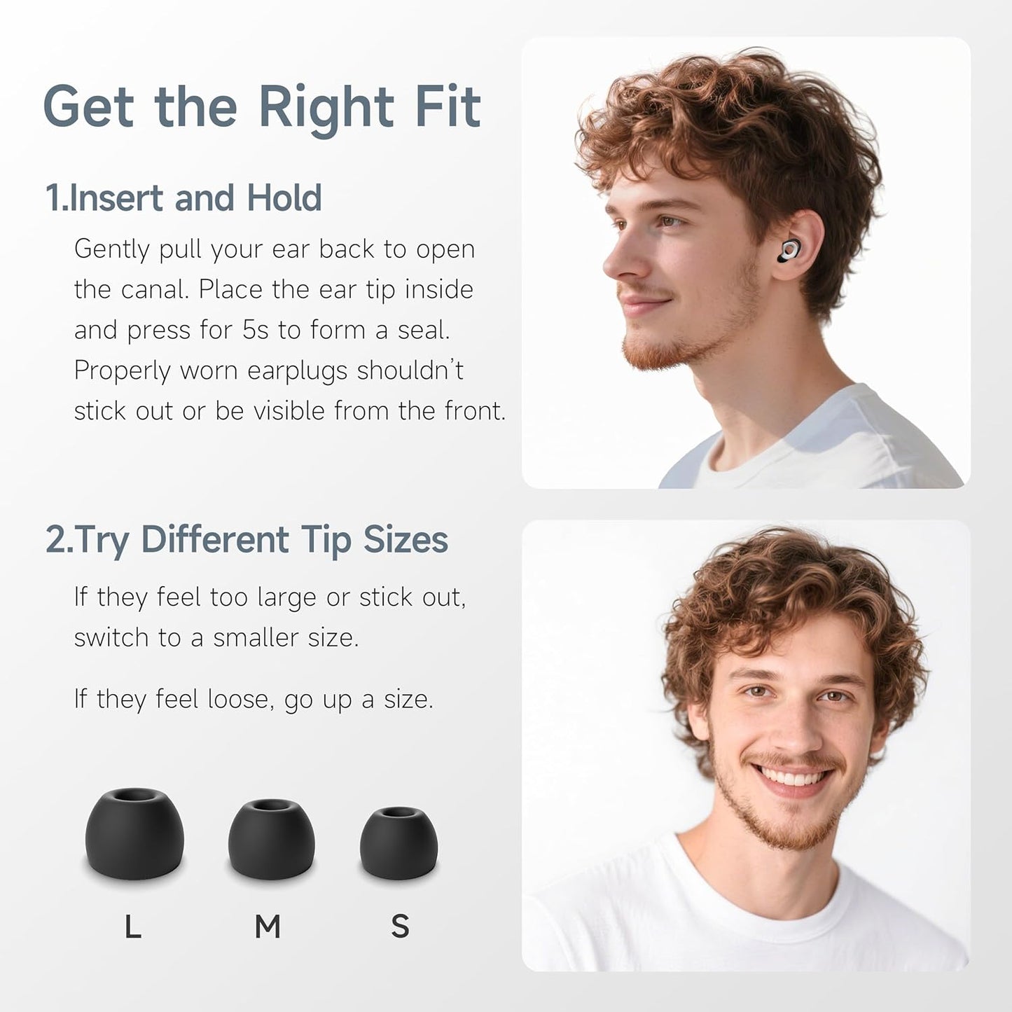 Ear Plugs for Sleeping Noise Cancelling Earbuds, Reusable Silicone Earplugs for Sleeping, High Fidelity with Mute Layer for Snoring Solution for Travel,Focus,45dB Noise Reduction (Black-White)