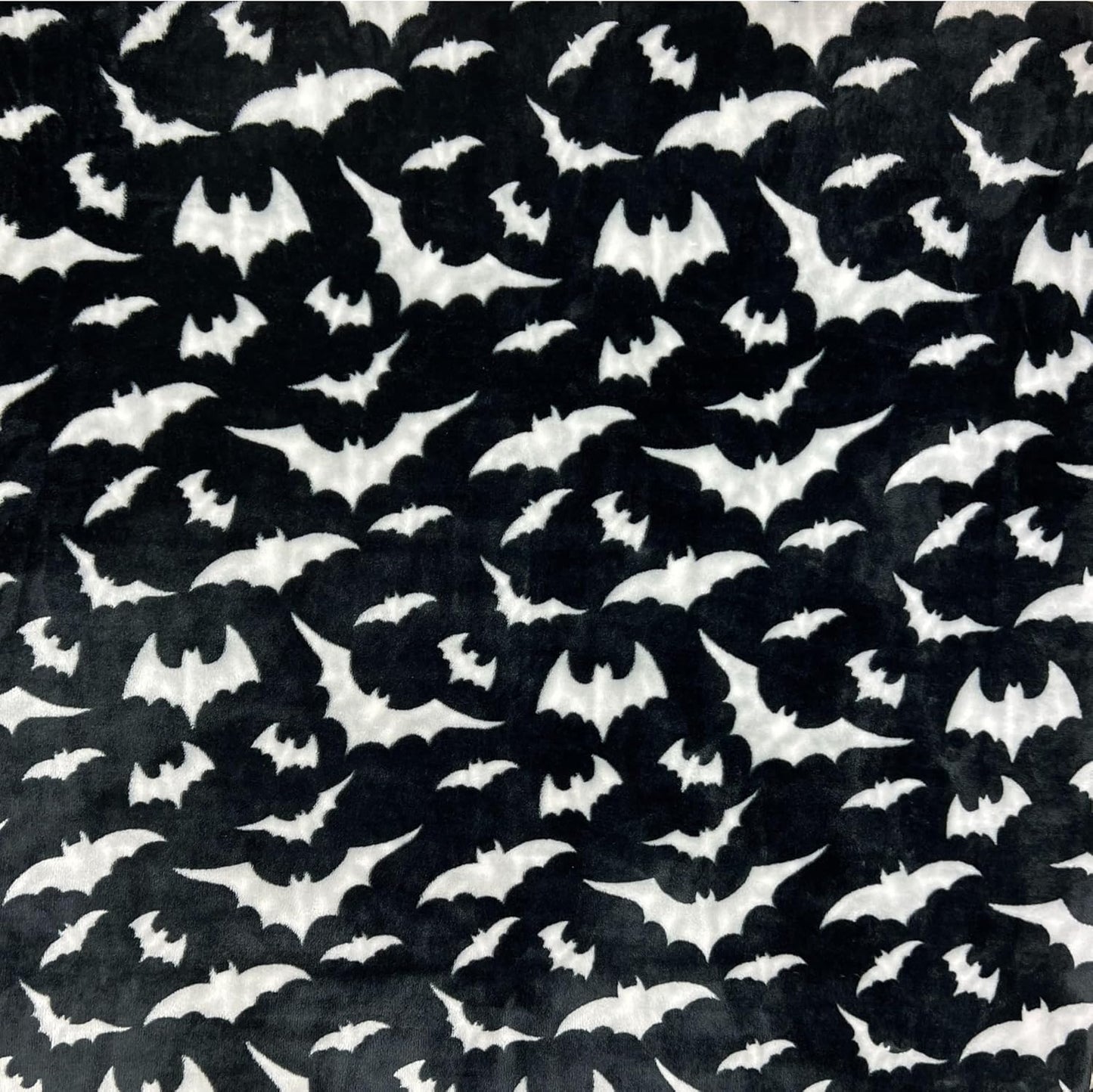 Spooky Halloween Throw Blanket for Couch or Sofa: Silver Night Bats on Black Design on Soft Velvet Fleece Oversized 50" x 70"