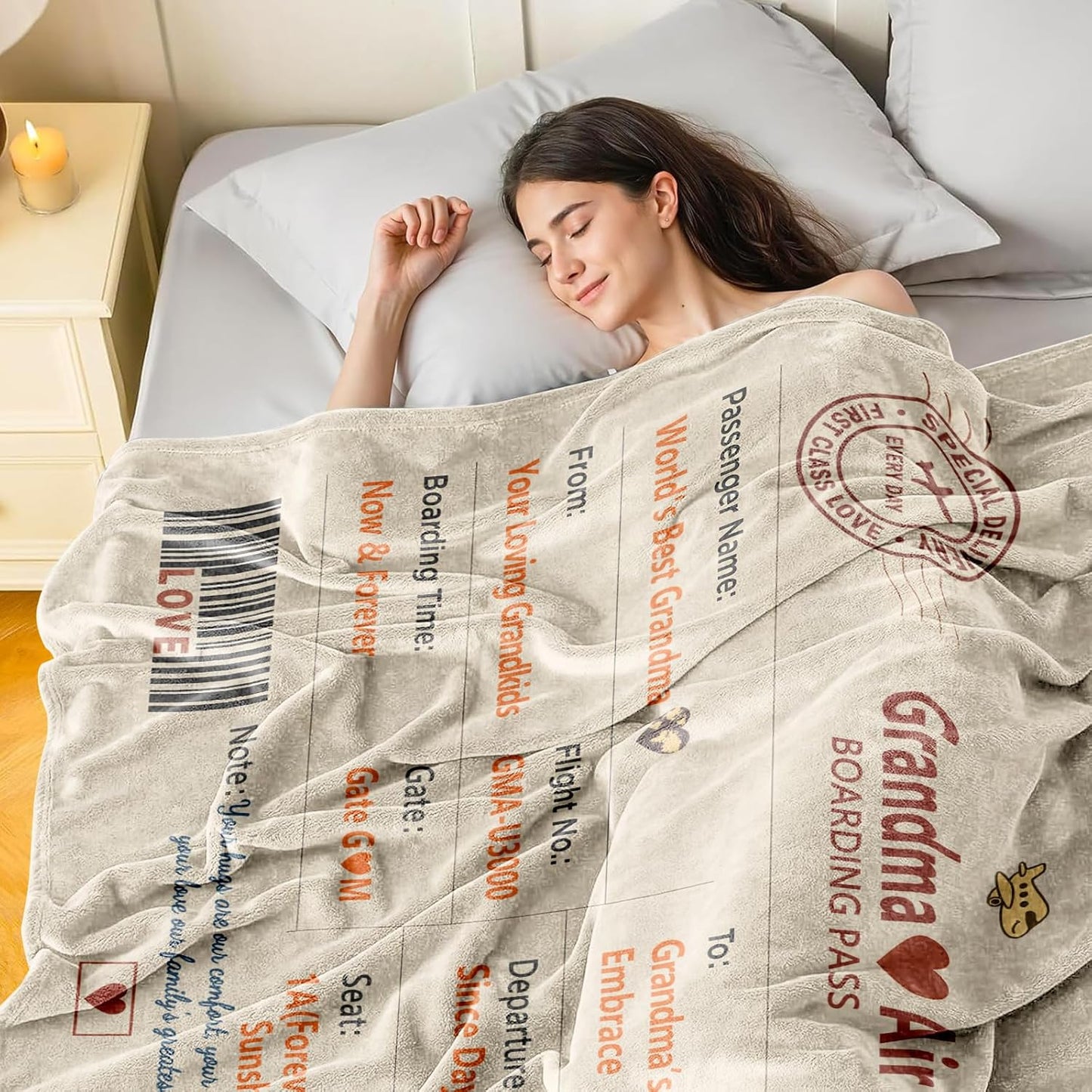Grandma Blanket Gift from Grandkids - Heartwarming Message Throw, 50'' x 60'', Sofa Decor for Birthday, Christmas, Mother's Day, Valentine's & Grandparents Day, Keepsake Gift