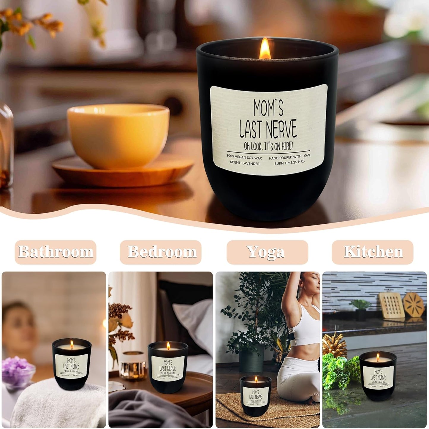 Mom's Last Nerve Candle Scented Soy Candles Set - Funny Mothers Day & Birthday Gifts
