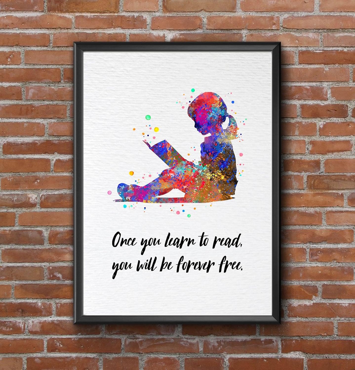 Dignovel Studios 8X10 Unframed Reader Girl Reading Watercolor Art Print Poster Book School Classroom Education Quote Library Wall Hanging Decor DN918