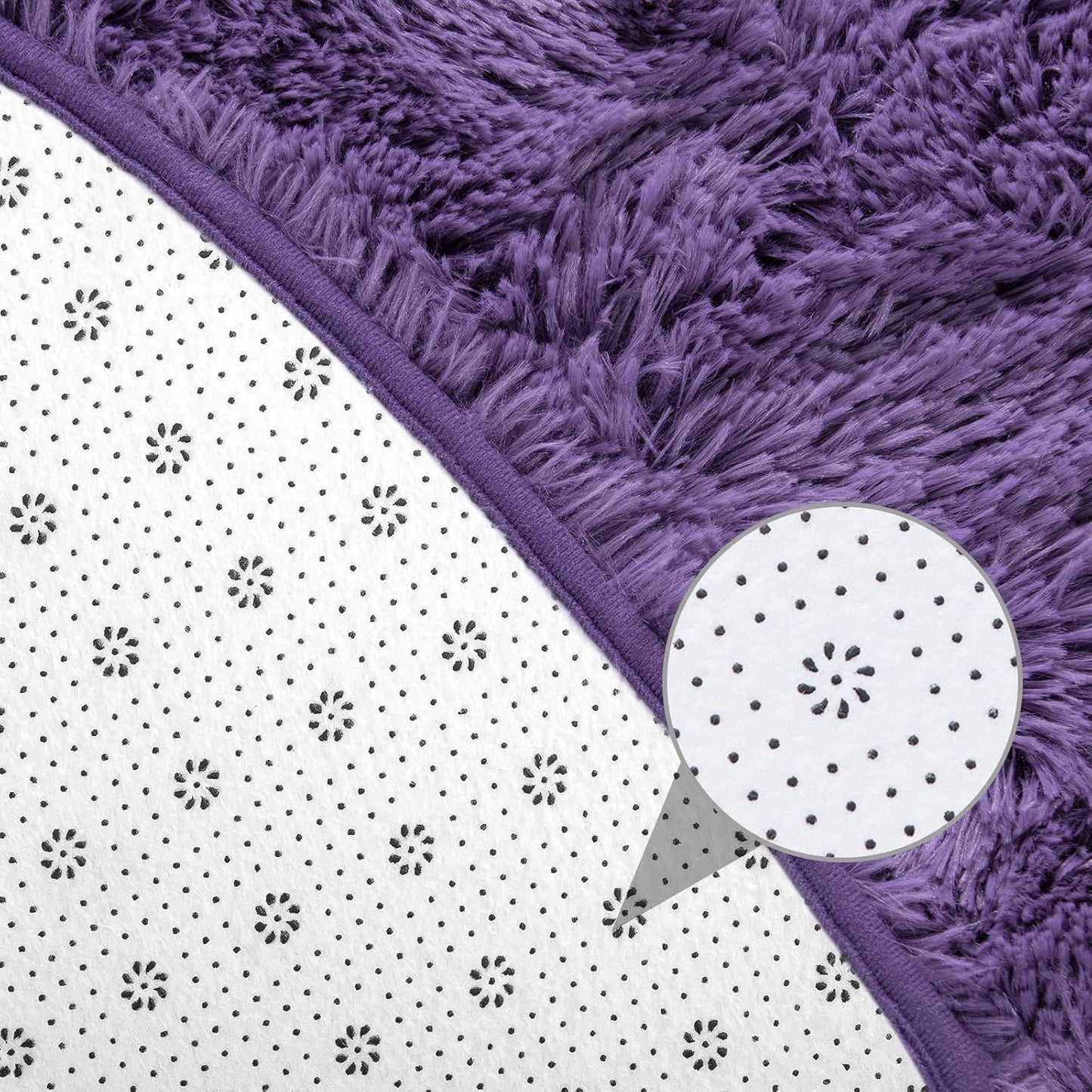 junovo Round Rug 4x4 Feet Fluffy Soft Area Rugs for Kids Girls Room Princess Castle Plush Shaggy Carpet Cute Circle Nursery Rug for Kids Girls Bedroom Baby Room Home Decor Circular Carpet, Gray-purple
