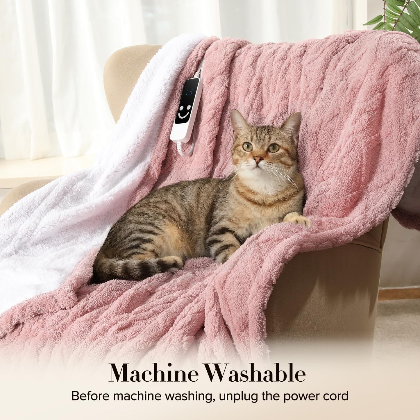Kmall Heated Throw Blanket, Electric Blanket Throw with 5 Heating Levels & 12 Hours Auto Off,Flannel to Sherpa Super Cozy Heated Blanket for Bedding Sofa Machine Washable, 50x60 inch, Pink