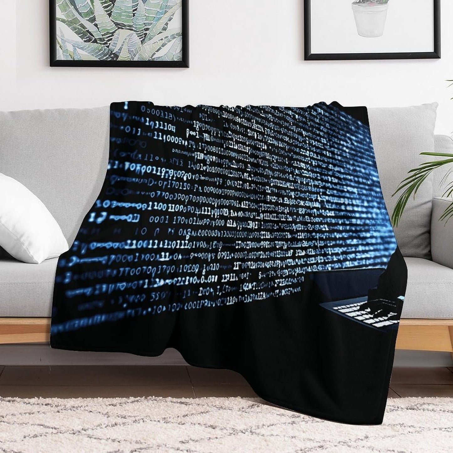 Programmer Programming Code Blanket Super Soft Lightweight Throw Blanket Cute Cozy Warm Bed Blanket Decorative Fuzzy Blanket All-Season Home Decor Gift for Sofa Couch Living Room 50"*60"（130 * 150cm）