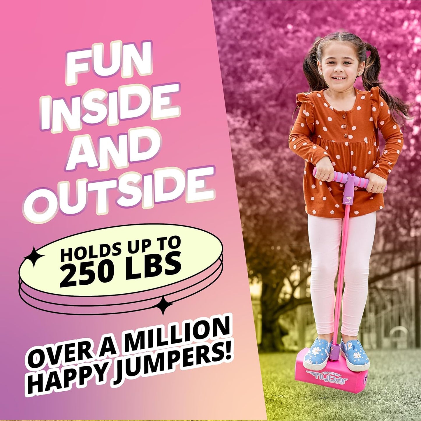 Flybar My First Foam Pogo Jumper for Kids Fun and Safe Pogo Stick for Toddlers, Durable Foam and Bungee Jumper for Ages 3 and up, Supports up to 250lbs