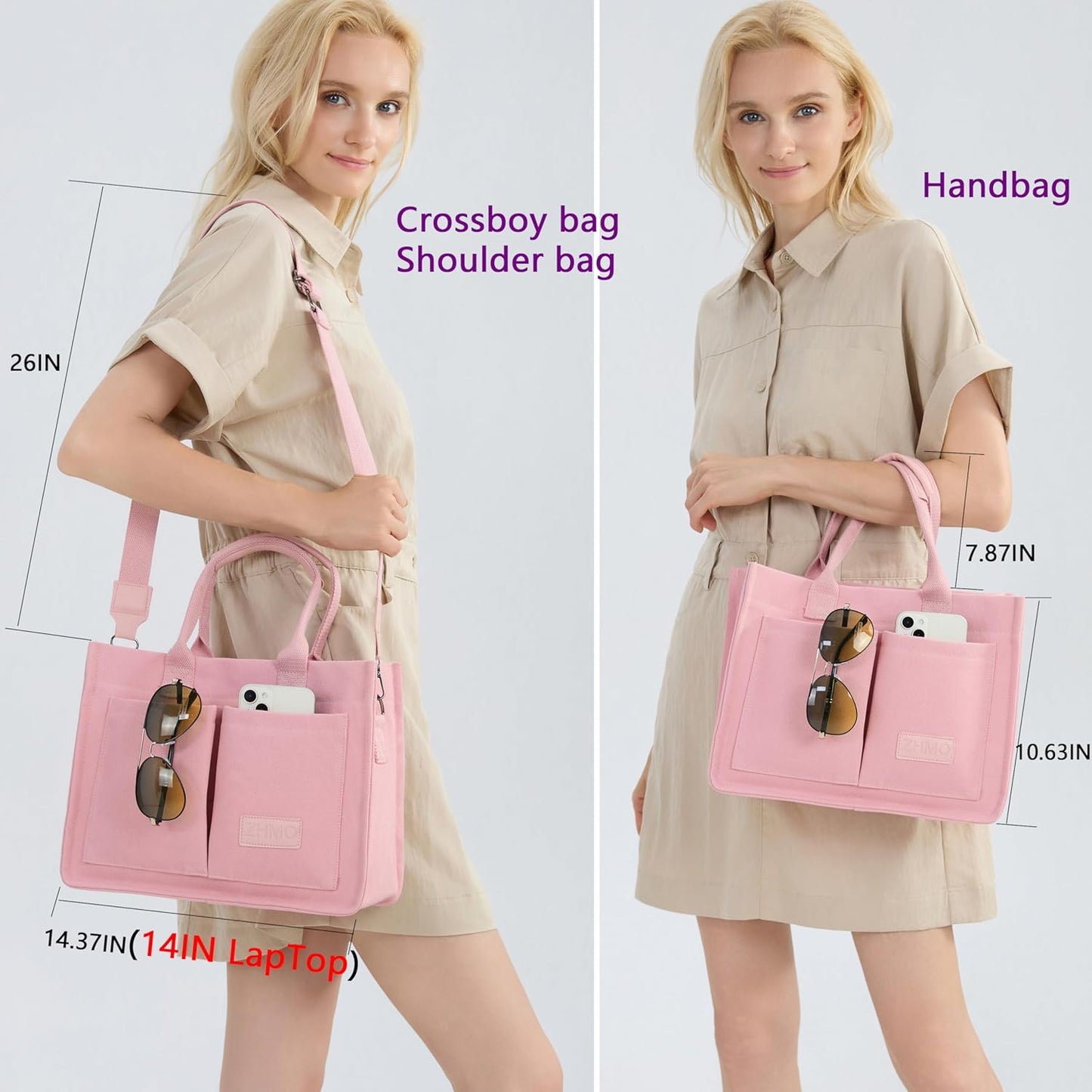 Canvas Tote Bag for Women,Women's Bags Crossbody Bags Work Laptop Tote Bag Large Handbags Purse for Travel Nurse Teacher