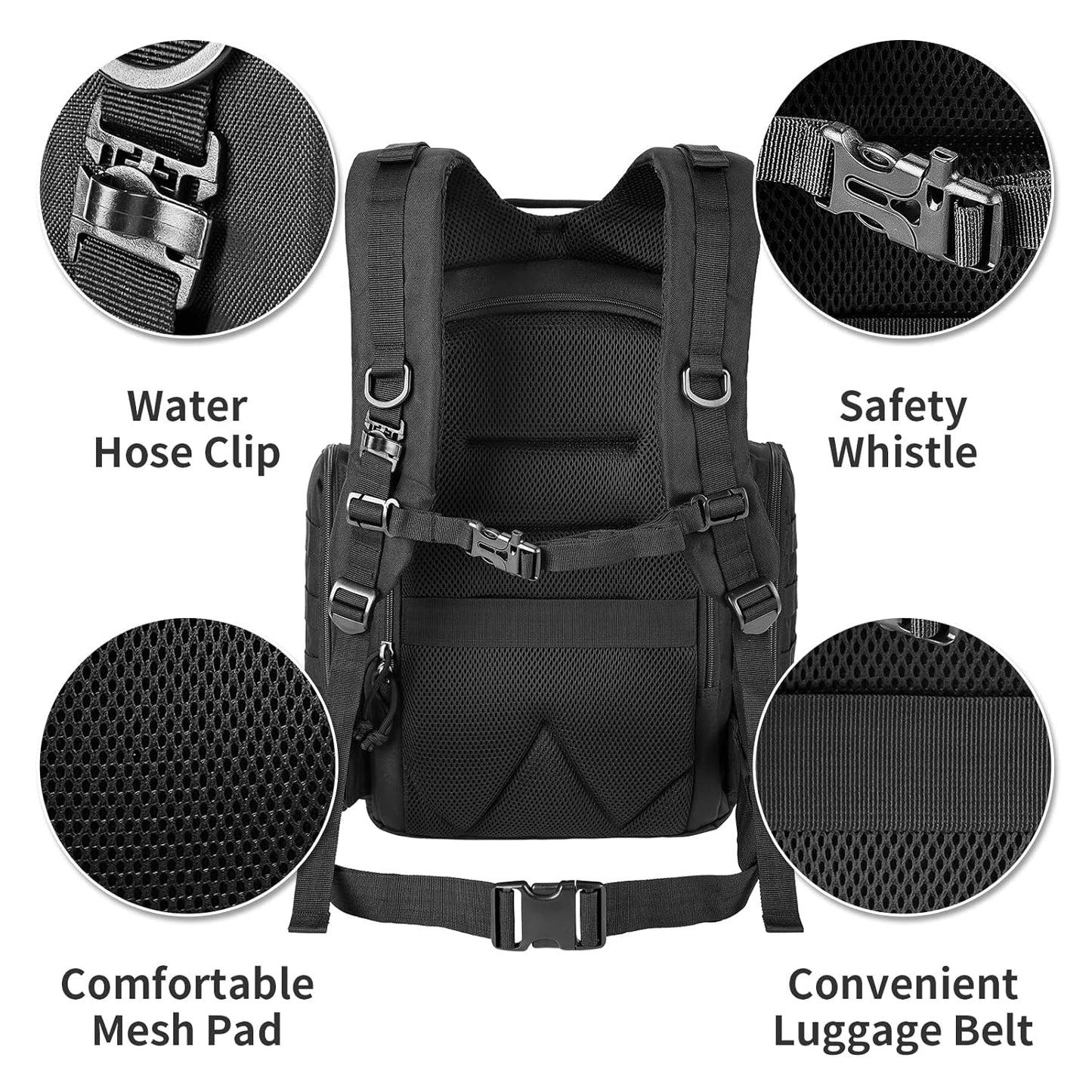 SHARKMOUTH Diaper Bag Backpack for Dad and Mom, Military Molle diaper Pack with Insulated Bottle Holders and Wipe Pocket