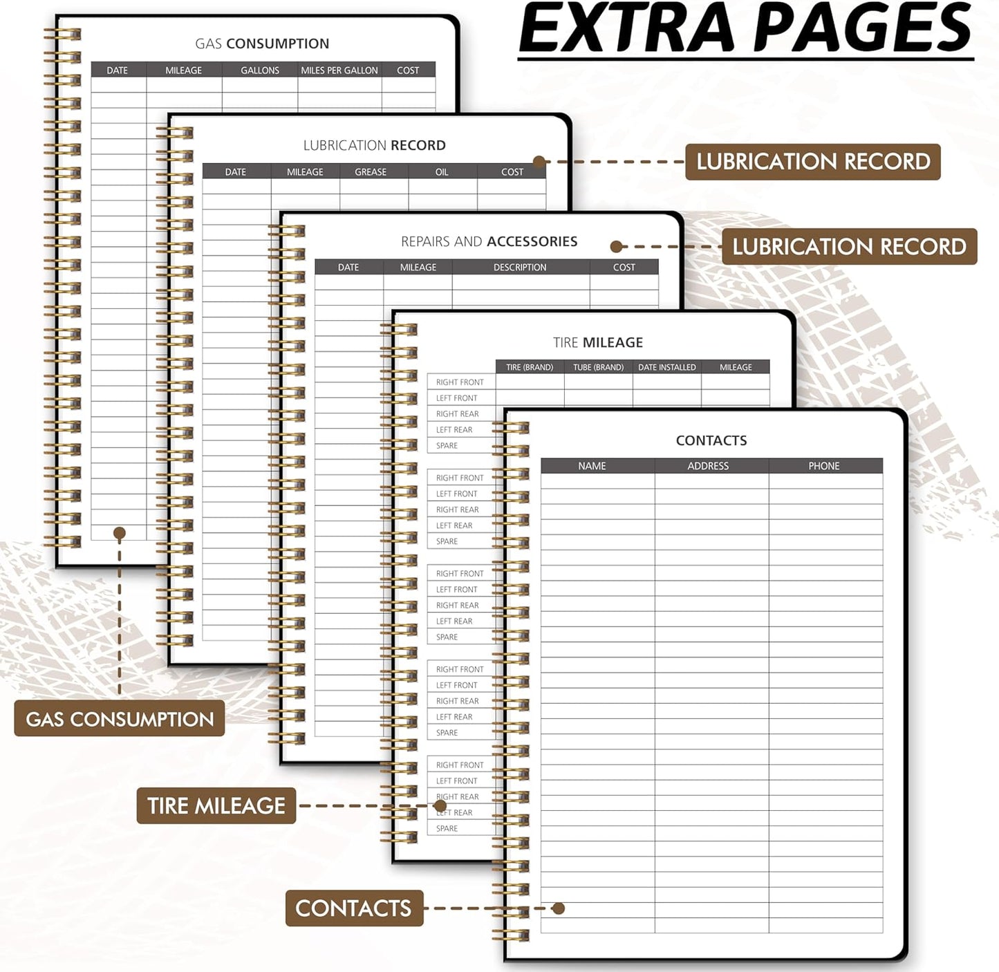 Auto Mileage Log Book for Taxes, Vehicle Maintenance Log Book, Mileage Tracker for Car, Spiral Bound Mileage Log Book for Expense Rocord Notebook, 5.9"x 8.6", Black