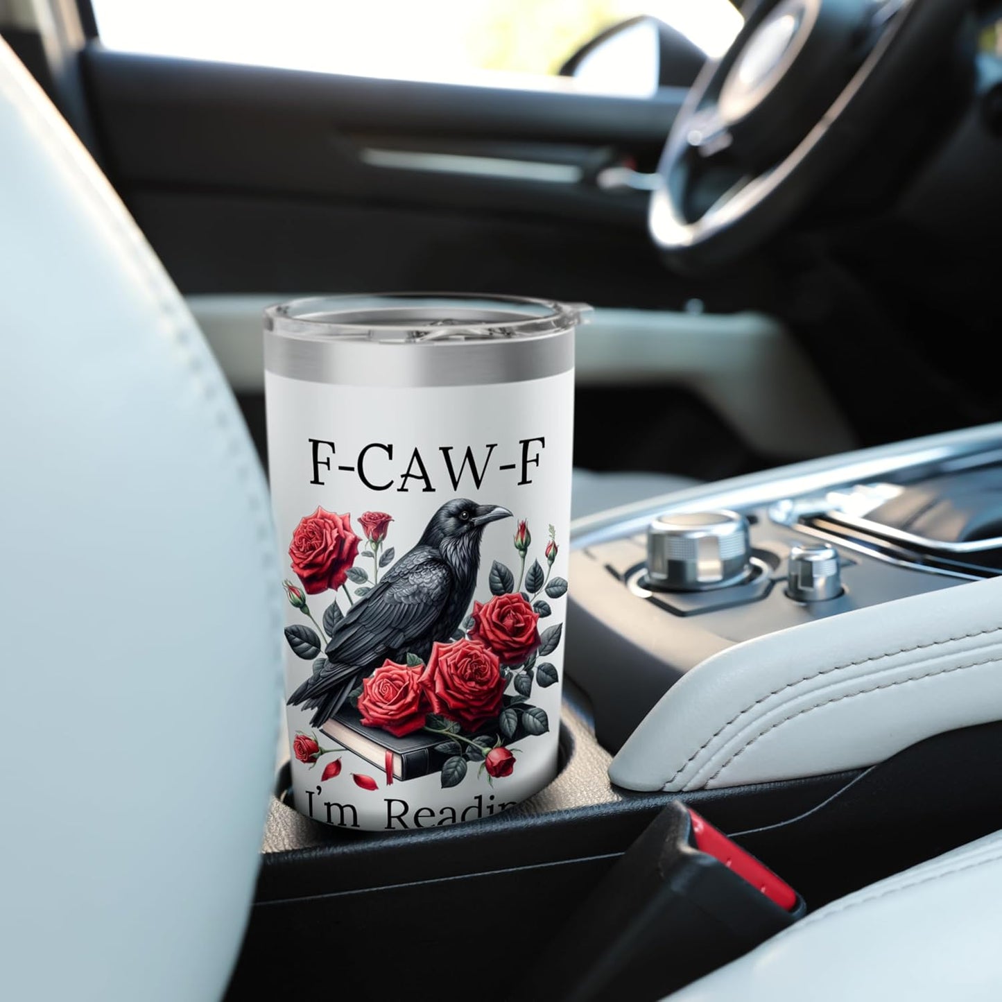 F Cawf Crow Book Lover Fuck Off Im Reading Smut Dark Romance Stainless Steel Insulated Tumbler