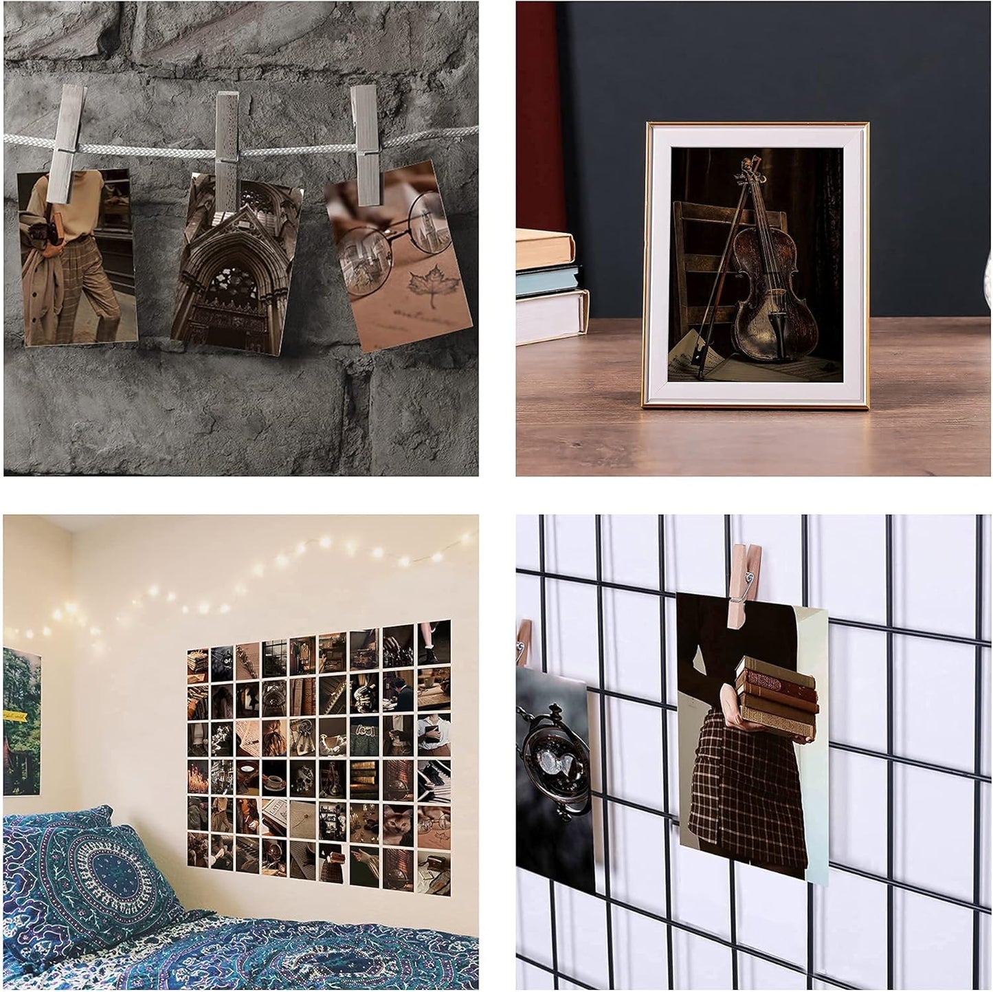 54PCS Dark Academia Wall Collage Kit – Vintage Aesthetic Posters for Room Decor, Gothic Home Decor, Retro Style Dark Academia Aesthetic, 4x6 inch Photo Collection for Bedroom, Dorm, and Study Room