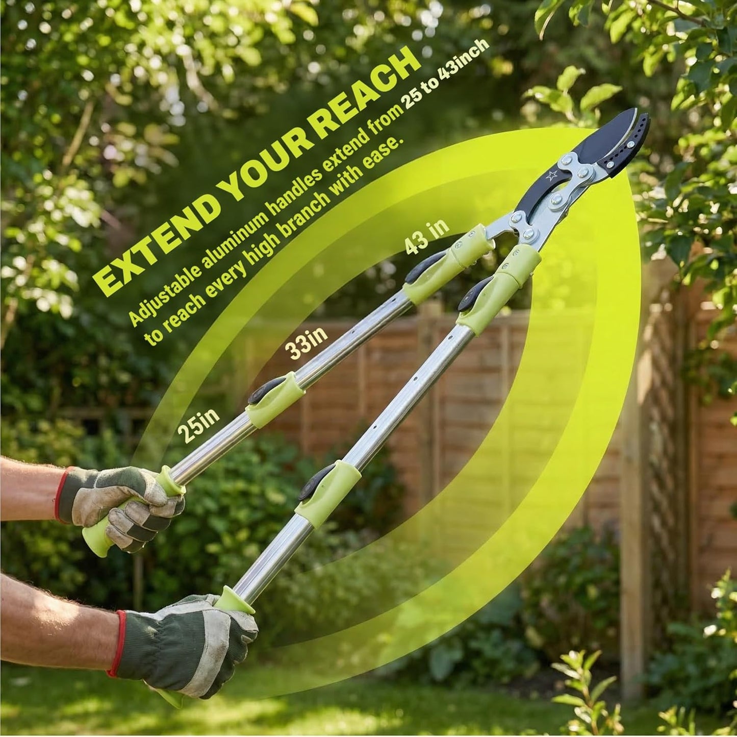 BeBecome 43-Inch Tree Trimmer, Heavy Duty Bypass Loppers for Tree Branches, Sharp Steel Pruning Shears for 1.5 Inch Cutting, Garden Tool for Yard Trimming