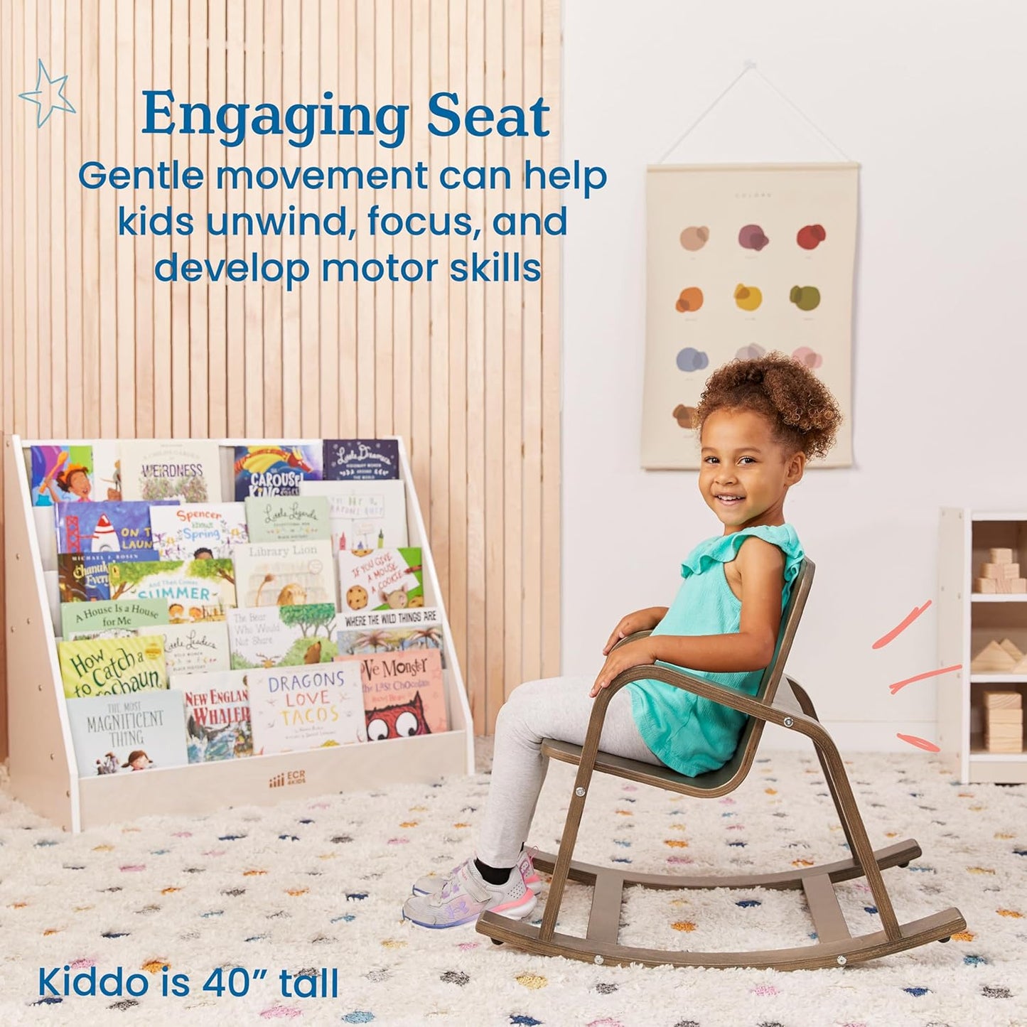 ECR4Kids Bentwood Rocking Chair, Kids Furniture, Grey Wash