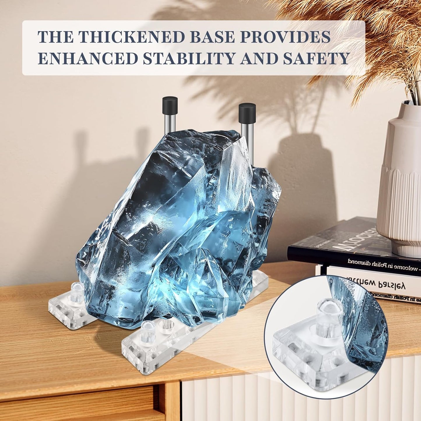 2 pack Acrylic plate holders for displaying, Adjustable dish display stand suitable for Display Plates Photos Holder Picture Frames or Other Items at Weddings, Birthdays, Home Decoration, Tables.