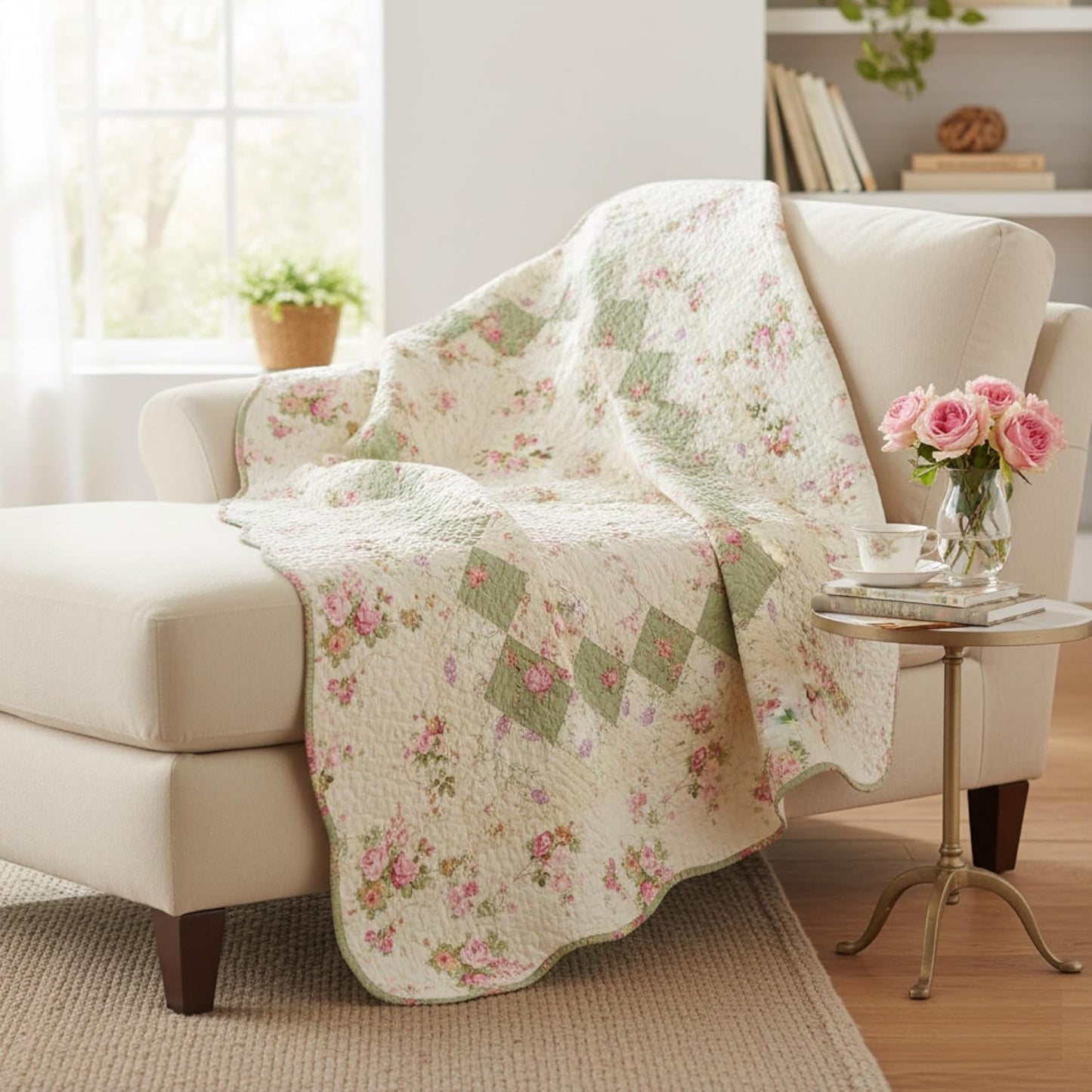 Greenland Home Bliss 100% Cotton Authentic Patchwork Throw Quilt, 1-Piece, 50 x 60 inches