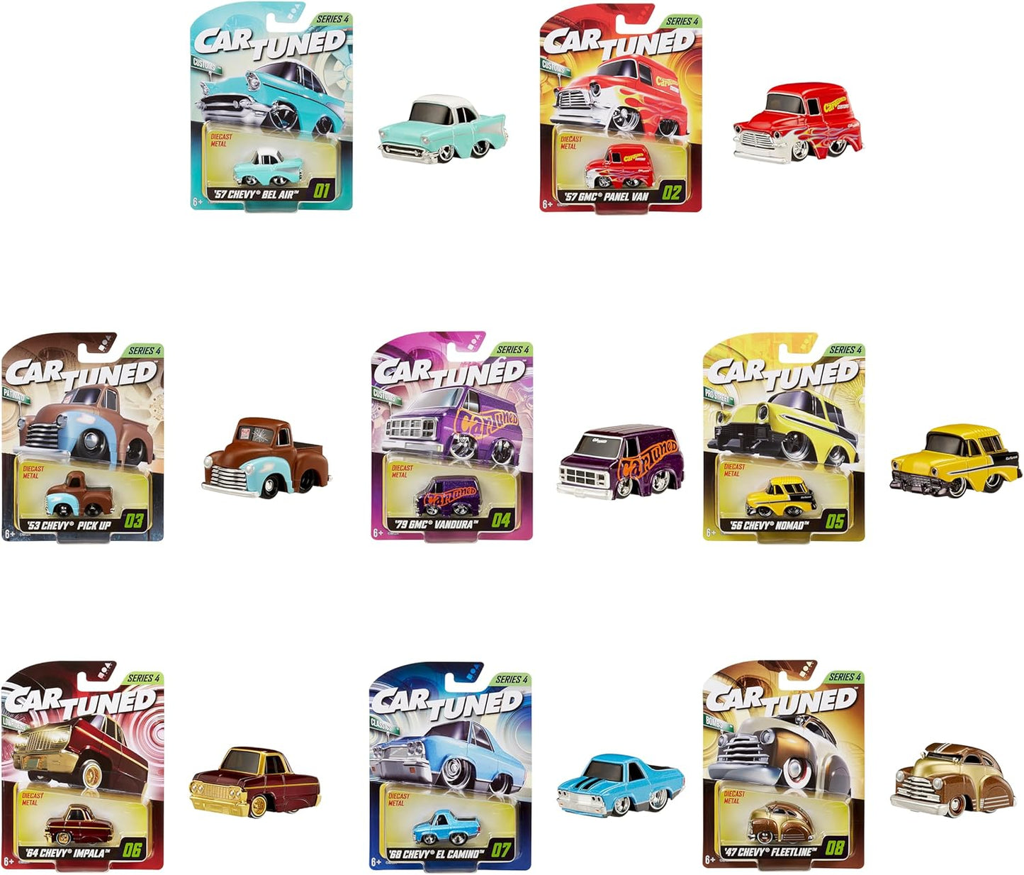 CarTuned Series 4-8 Pack Diecast Vehicles