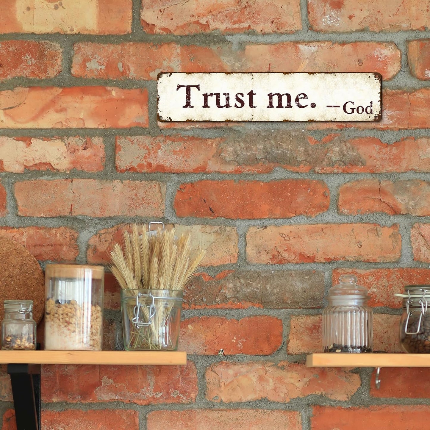 Trust Me God Metal Sign - 4x16 Inch Rust-Resistant Christian Wall Decor, Inspirational Bedroom/Office/Church Art for Women and Teens - Indoor/Outdoor Religious Plaque