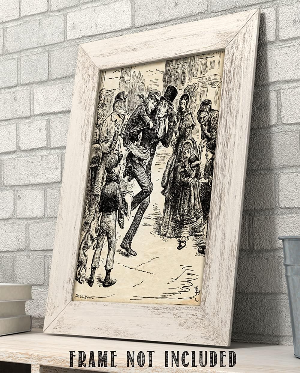 Charles Dickens' Scrooge Illustration from A Christmas Carol Vintage Art 11x14 Unframed Poster - Victorian Scene Wall Decor, Classic Holiday Scene Art Print for Christmas Decor, Library & Reading Nook
