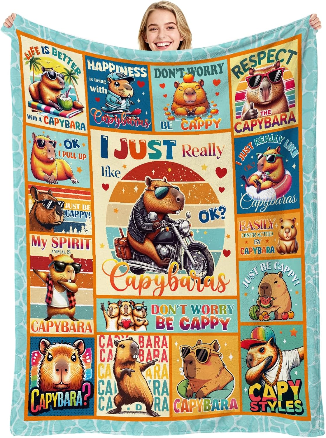 Cute Capybara Throw Blanket Gifts, Funny Capybara Soft Fuzzy Flannel Plush Blanket, Brown Capy Mouse Cozy Warm Blankets for Women Girls Home Bed Sofa Crib Couch Travel Throws Blankets 50'' x 60''