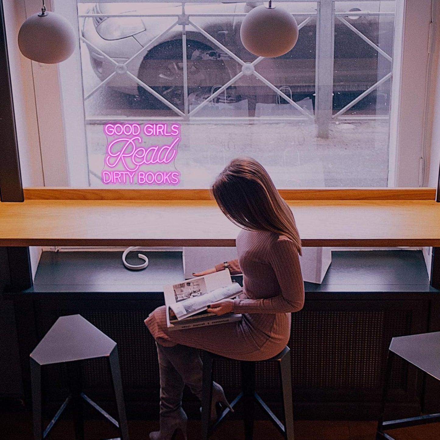 LED Neon Sign for Wall Decor Good Girls Read Dirty Books Neon Light USB Powered Dimmable for Home Book Party Gift Bedroom Book Lover Home Library