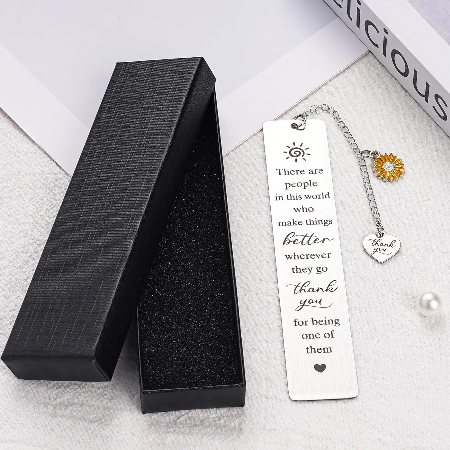 Thank You Bookmarks Gifts for Book Lovers, Metal Book Marks Engraved Thank You for Being One of Them, Appreciation Gift for Men Women Teacher Coworkers