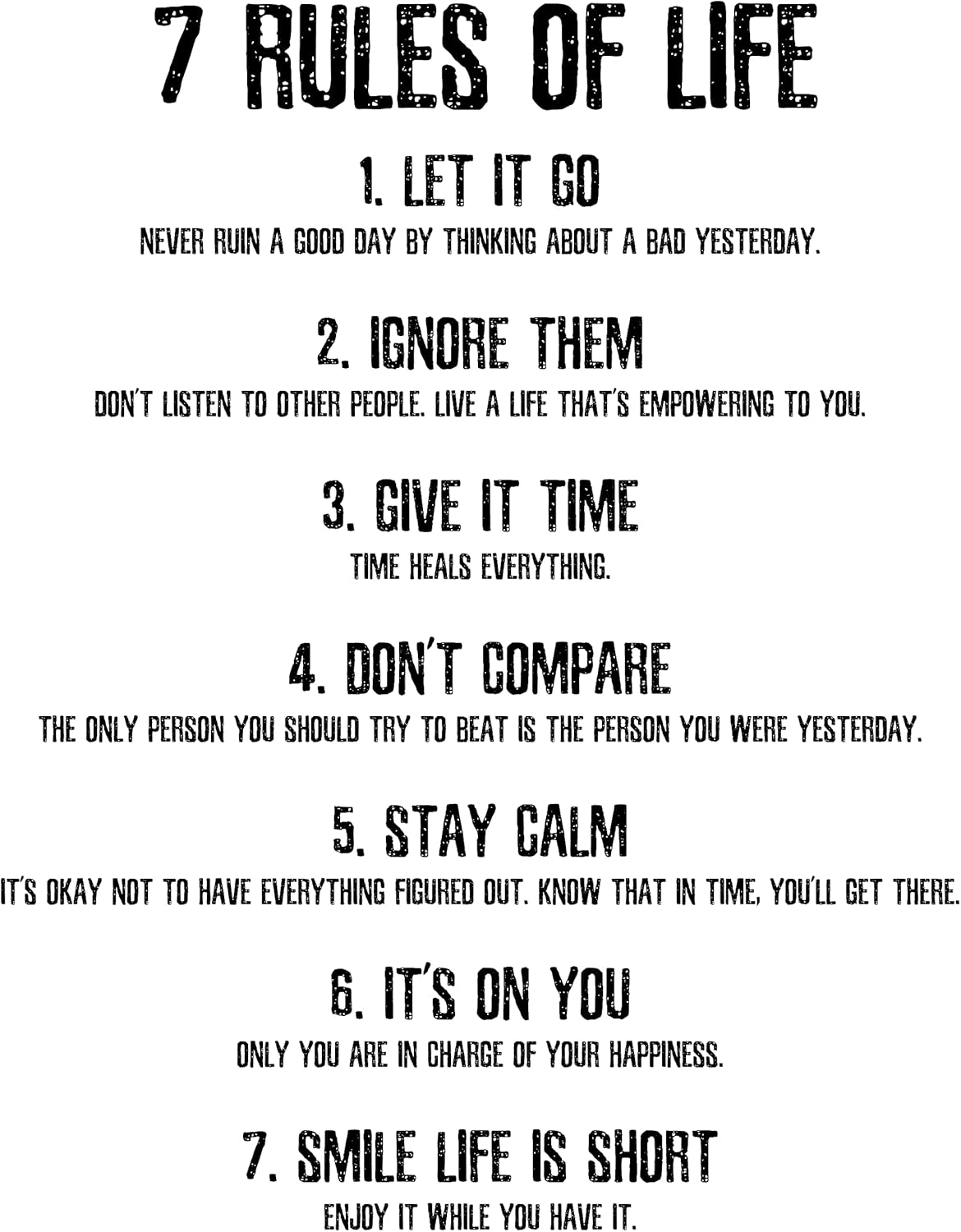 Inspirational Quotes Large Removable Motivational Vinyl Wall Stickers 7 Rules of Life Positive Word Sayings Spiritual Decor for Office Living Room Classroom Bathroom
