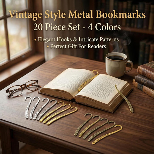 20 Pieces Multi-Color Zinc Alloy Metal Bookmarks, Premium Metal Bookmark Set for Book Lovers & Readers (114x20x2mm, Assorted Colors)