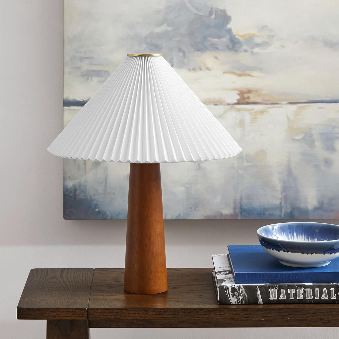 Modway Jessica Pleated Table Lamp in Walnut