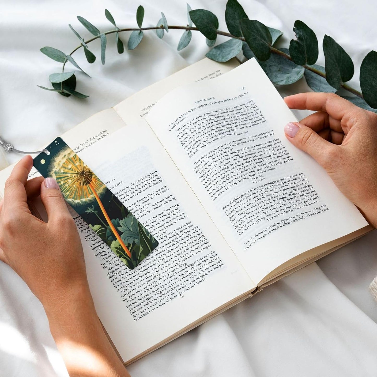 Dandelions at Night Bookmarks Gifts for Women Men, Wooden Bookmarks for Book Lovers, Vintage Book Marks Ornaments with Tassel, Unique Personalized Reading Page Markers Gray