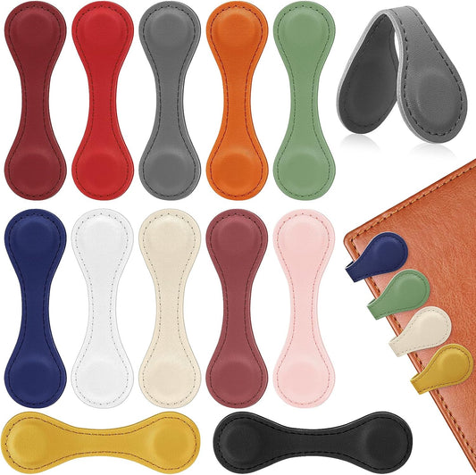 Magnetic Leather Bookmark, 12 Pcs Colorful Leather Magnet Book Marks Page Markers Retro Magnet Bookmark Clips Reading Supplies Gift for Reading Men Women Book Lovers (Vintage)