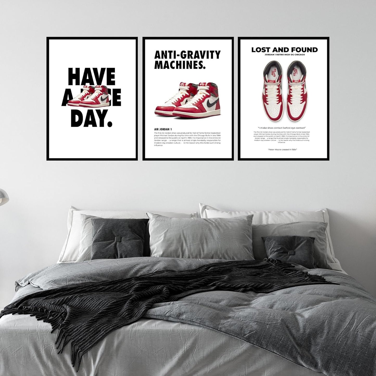 BigWig Prints Hypebeast Wall Art - Hypebeast Room Decor Poster, Sneaker Art, Sneaker Posters, Sneakerhead Pictures, Shoe Wall Artwork for Boys Room, Sneakerhead Bedroom - Unframed Set Of 3 (12x16”)