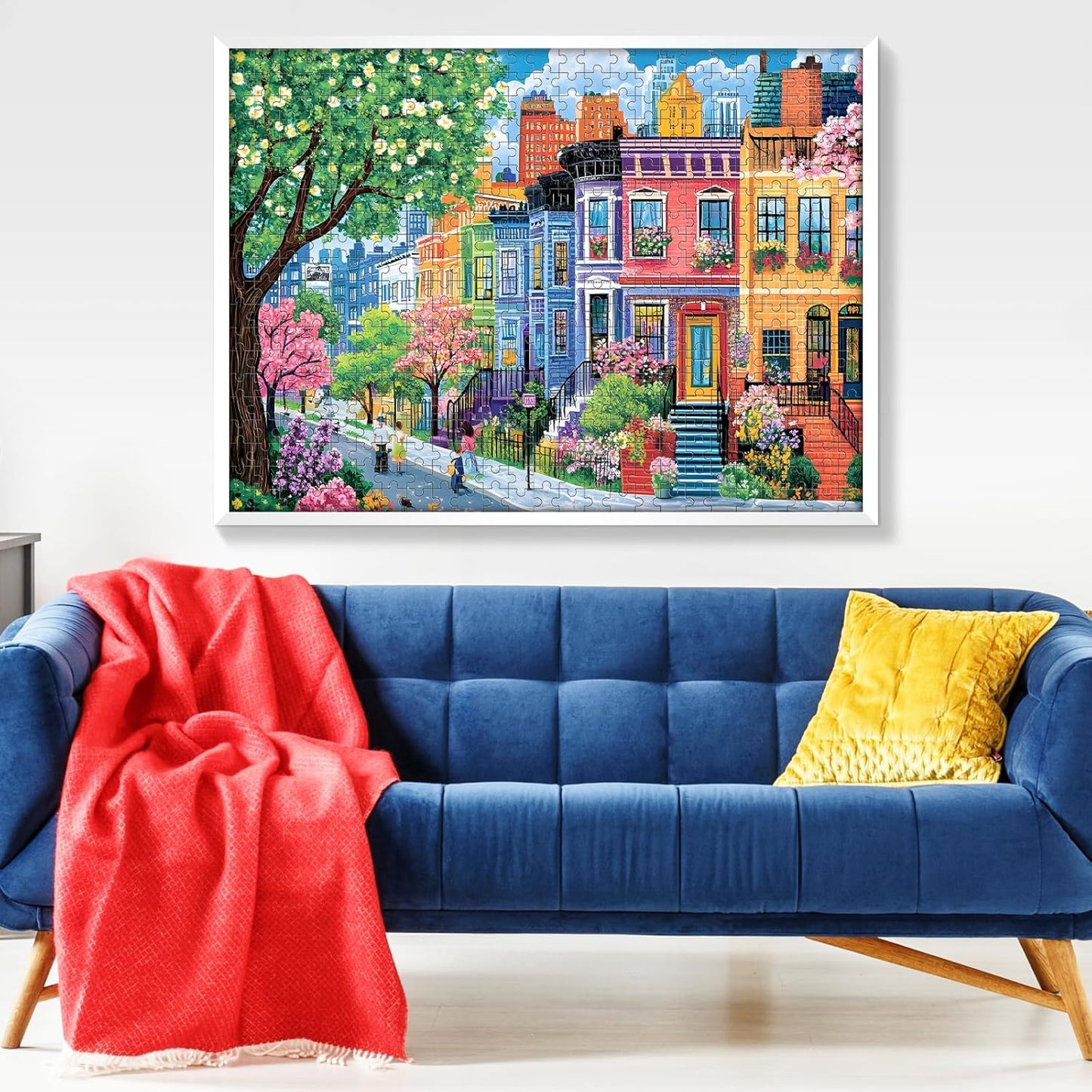500 Pieces Puzzles for Adults, Spring Puzzle for Adults Elderly, Colorful Street Jigsaw Puzzle, Recycled Paper Puzzle 500 Pieces, Family Activity Game Nights Gifts 20.5x15 in