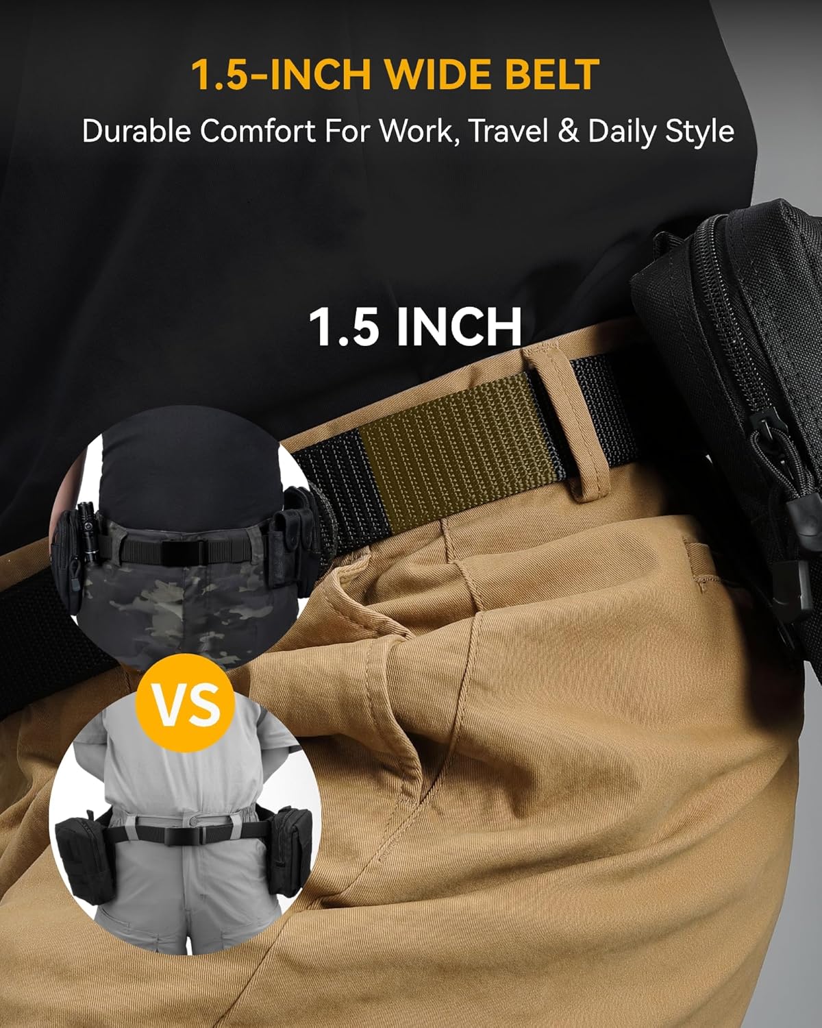 CHAOREN Nylon Ratchet Belts for Men - Adjustable Casual Work Belt with Slide Buckle - Trim to Fit