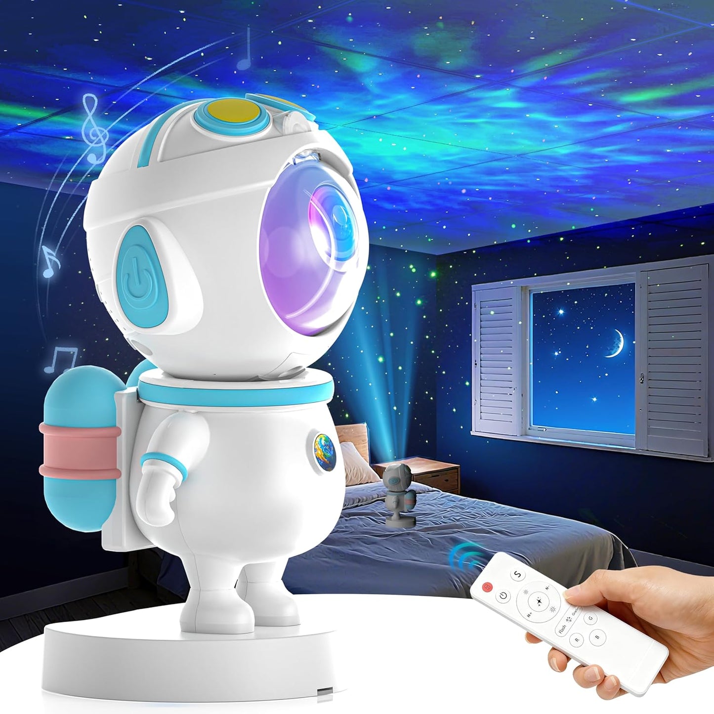 Apollo Star Galaxy Projector Night Light with 16 Light Effects, Nebula Ceiling LED Lamp for Bedroom and Room Decor, for Parties&Christmas &Birthday& Kids Gifts (Blue)