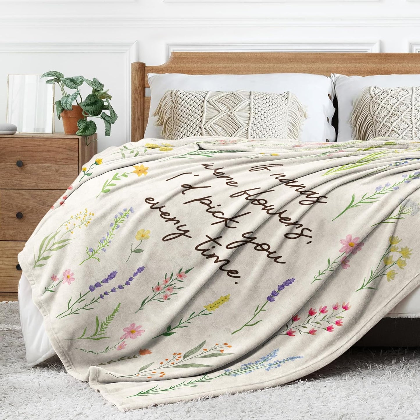 Nana Gifts, Floral Printed Blanket, Nana Birthday Gifts from Grandkids, Best Grandma Gift on Mothers Day, Soft Throw Blanket 50'' x 60''