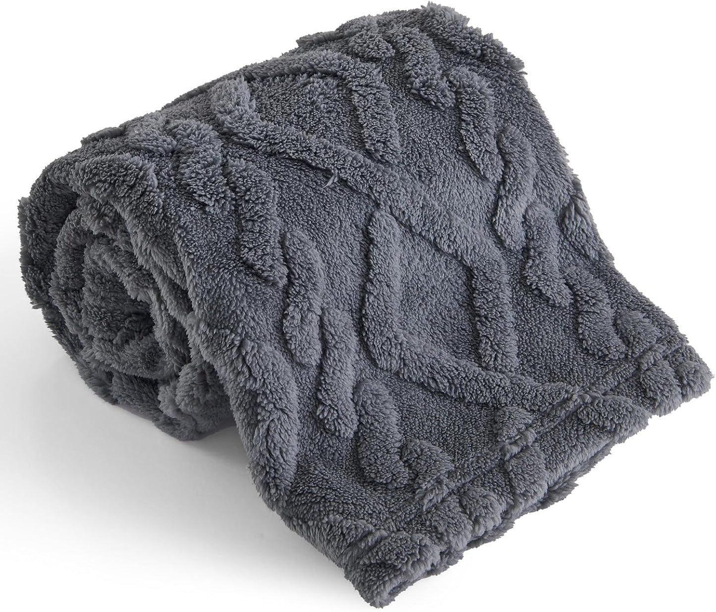 KMUSET Kids Blanket for Boys Girls 30 x 40 inches, Soft Cozy Fuzzy Swaddle 3D Jacquard Dark Grey Throw Blanket