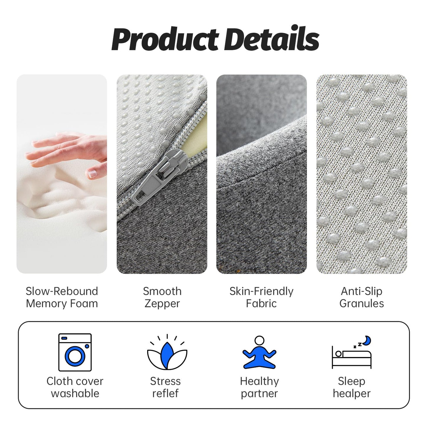 Face Down Pillows for Massage Table, Massage Headrest for Bed, Face Pillow for Stomach Sleeping, BBL Pillow After Surgery Post Eye Surgery & Vitrectomy Recovery, Removable Cover Grey