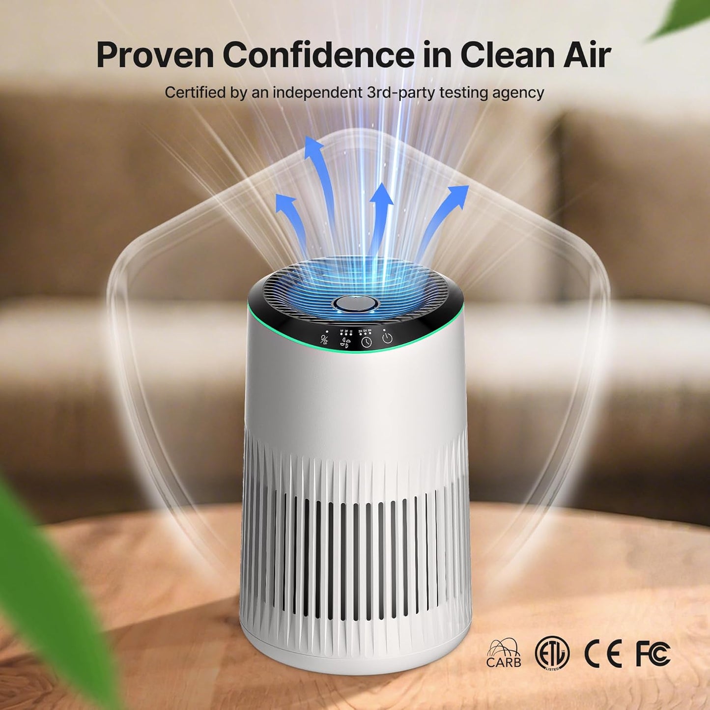Air Purifiers for Bedroom Home, Air Purifier for Smoke Odors with Fragrance Sponge, Small Air Purifier with Sleep Mode for Bedroom Office, Blue Night Light, Ivory, 1 Pack+3 Modes