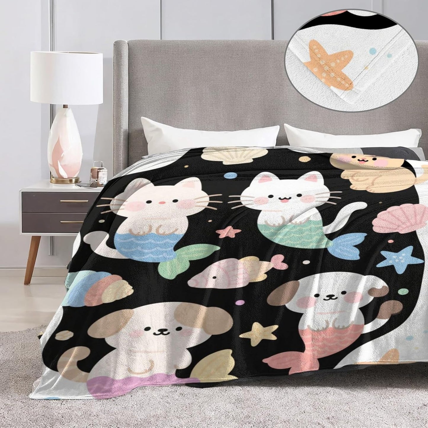 Butterfly Gifts, Orange Butterfly and Moon Theme Flannel Blanket for Women, Gothic Birthday Throw Blankets for Kids, Girls, Travel Camping Sofa Living Room Decor 50x60 in