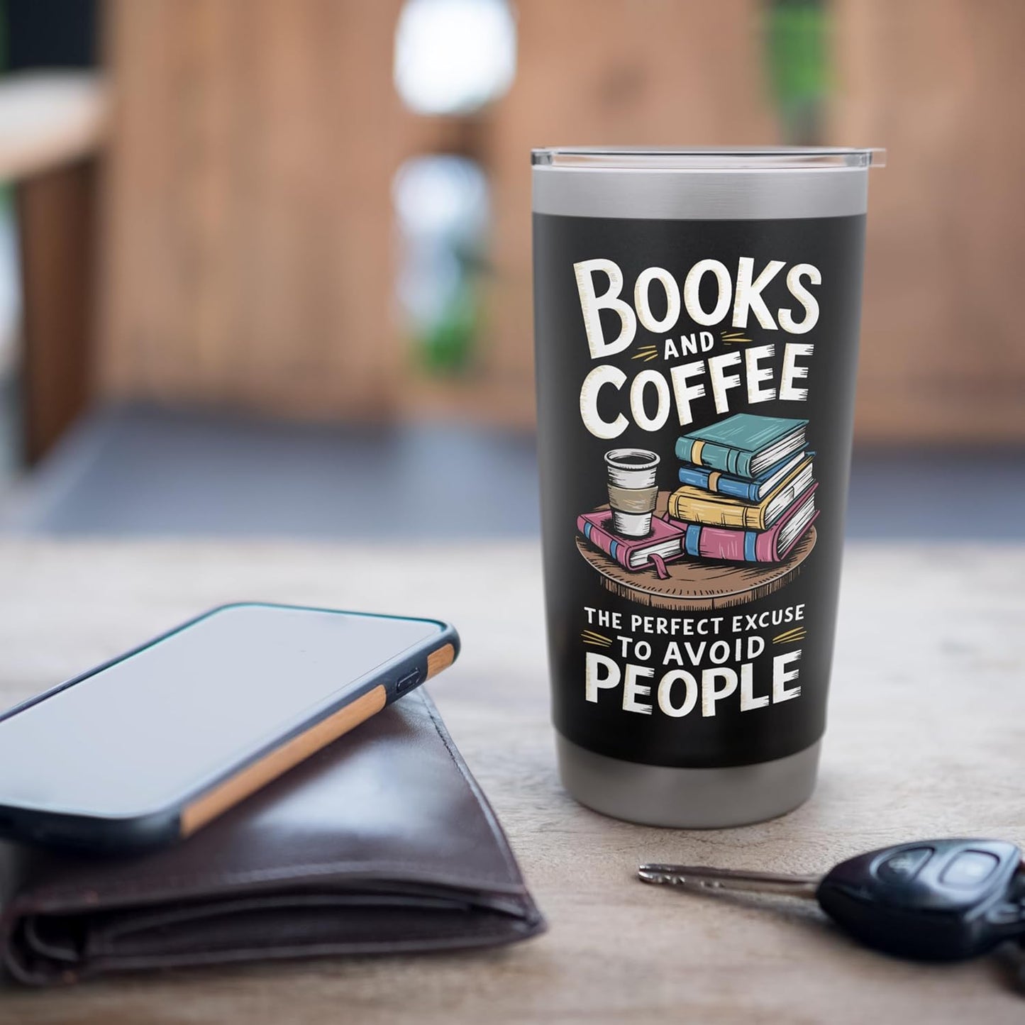 Books And Coffee Drinker Bookworm Bookish Books Reader Stainless Steel Insulated Tumbler