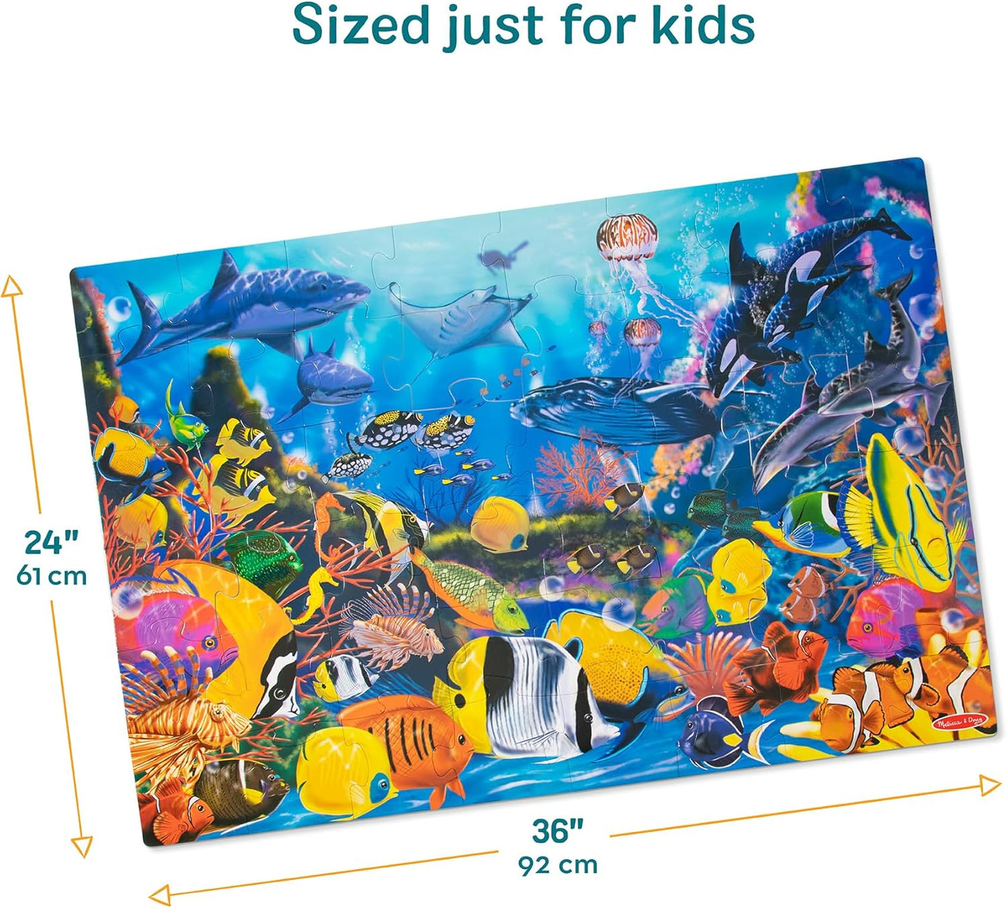 Melissa & Doug Underwater Ocean Floor Puzzle, 48 pc Jumbo Jigsaw Puzzle, Educational Screen Free Activity for Toddler, Preschoolers and Kids Ages 3+ (2 x 3 Feet) - FSC Certified