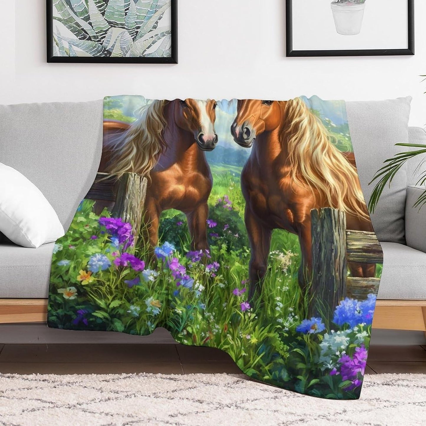 Horse (1) Throw Blanket for Couch Bed Plush Cozy Fuzzy Flannel Blanket for All Season 40"x60"