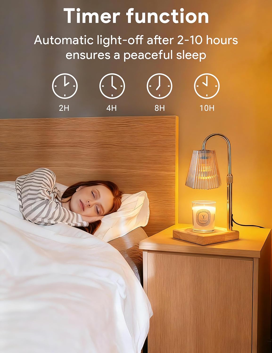 Candle Warmer Lamp with Timer, Dimmable Candle Warmer for Home Decor, Birthday Gifts for Women, Adjustable Height Wax Melt Warmer with 2 Bulbs