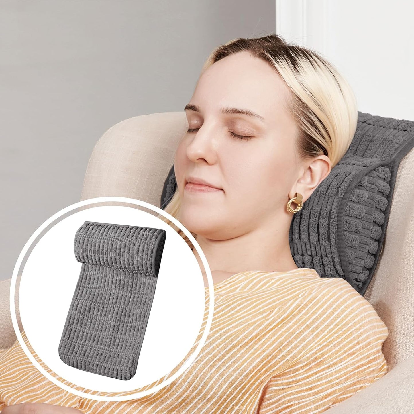 WdFour Headrest Memory Pillow,Neck Pillow, Support Cushions for Back for Sofas, Recliners, Office Chairs, Massage Chairs for Neck Pain Relief and Cervical Support. (Gray, 13" Wx5.5 Lx3 D)