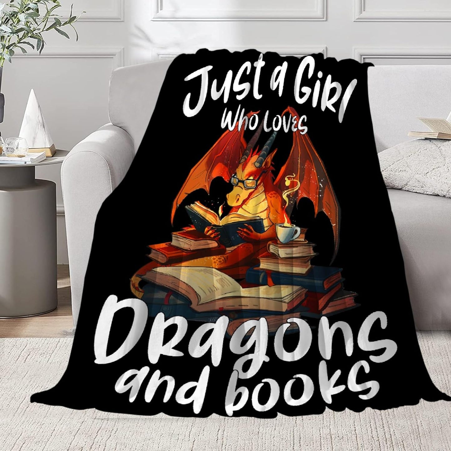 Dragon Blanket Gift for Woman Man Girls Book Dragon Gift for Dragon Lovers Soft Flannel Blanket for Living Room Sofa Couch Decor - 40"x50" for Kids/Children