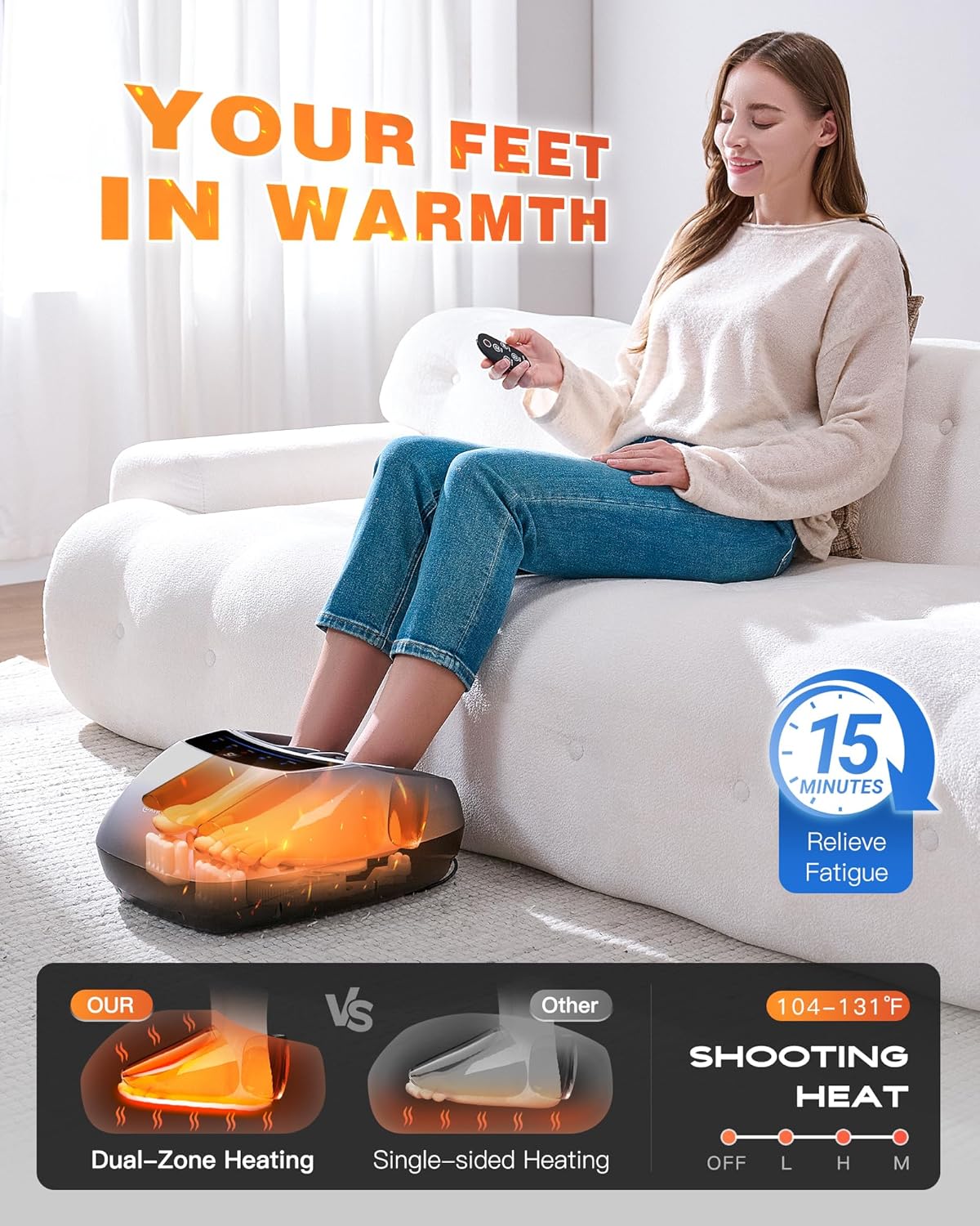 KINGJOY Foot Massager with Heat for Neuropathy, [2026 Upgraded], Deep Kneading Shiatsu Foot Massager for Plantar Fasciitis, Fits Up to Men Size 14, Gifts for Women Mom Men Dad Seniors